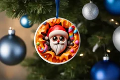 Christmas Round Cute Animal Ornament Sublimation Santa Product Image 4