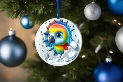 Christmas Round Cute Animal Ornament Sublimation Parrot Product Image 4