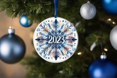 Watercolor Snow Flake Christmas Round Cute Ornament Product Image 4