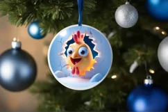 Christmas Round Cute Animal Ornament Sublimation Product Image 4
