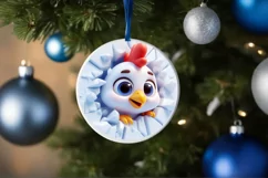 Christmas Round Cute Animal Ornament Sublimation Bird Product Image 4