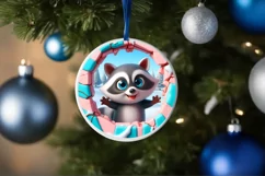 Christmas Round Cute Animal Ornament Sublimation Product Image 4