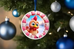 Christmas Bird Round Cute Animal Ornament Sublimation Product Image 4