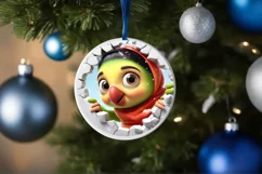 Parrot Christmas Round Cute Ornament Sublimation Product Image 4