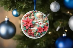Pastel Christmas Round Ornament Sublimation Product Image 4