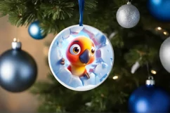 Christmas Round Cute Animal Ornament Sublimation Parrot Product Image 4
