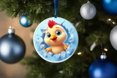 Christmas Round Cute Animal Ornament Sublimation Product Image 4