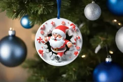 Christmas Round Cute Animal Ornament Sublimation Santa Product Image 4