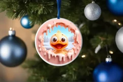 Christmas Round Cute Animal Ornament Sublimation Duck Product Image 4