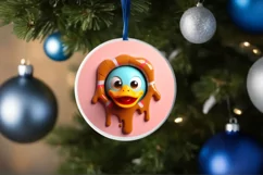 Christmas Round Cute Animal Ornament Sublimation Duck Product Image 4