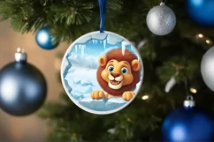 Christmas Round Cute Animal Ornament Sublimation Product Image 4