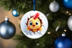 Christmas Round Cute Animal Ornament Sublimation Product Image 4