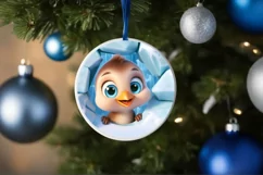 Christmas Round Cute Animal Ornament Sublimation Product Image 4