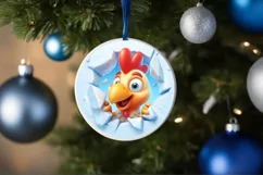 Christmas Round Cute Animal Ornament Sublimation Product Image 4