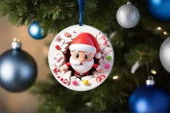 Christmas Round Cute Animal Ornament Sublimation Product Image 4