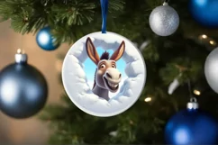 Christmas Round Cute Animal Ornament Sublimation Product Image 4