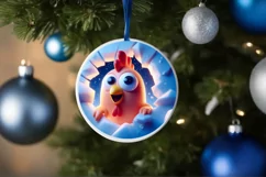 Christmas Round Cute Animal Ornament Sublimation Product Image 4