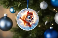 Christmas Round Cute Animal Ornament Sublimation Product Image 4