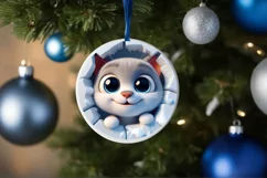Christmas Round Cute Animal Ornament Sublimation Product Image 4