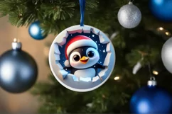 Christmas Round Cute Animal Ornament Sublimation Product Image 4