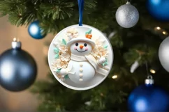 Christmas Round Ornament Sublimation Snowman Face Product Image 3