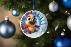 Christmas Round Cute Animal Ornament Sublimation Product Image 4