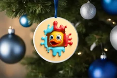 Christmas Round Cute Animal Ornament Sublimation Product Image 4