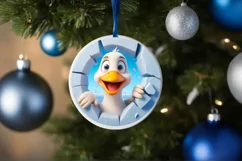 Christmas Round Cute Animal Ornament Sublimation Product Image 4