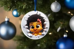 Christmas Round Cute Animal Ornament Sublimation Product Image 4