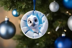 Christmas Round Cute Animal Ornament Sublimation Product Image 4