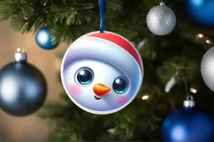 Christmas Round Ornament Sublimation Snowman Face Product Image 3