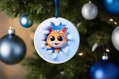 Christmas Round Cute Animal Ornament Sublimation Product Image 4