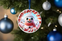 Christmas Round Cute Animal Ornament Sublimation Product Image 4