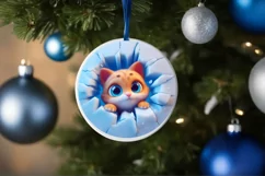 Christmas Round Cute Animal Ornament Sublimation Product Image 4