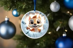 Christmas Round Cute Animal Ornament Sublimation Product Image 4