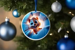 Christmas Round Cute Animal Ornament Sublimation Product Image 4