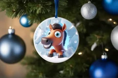 Christmas Round Cute Animal Ornament Sublimation Product Image 4