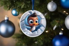 Christmas Round Cute Bird Ornament Sublimation Product Image 4