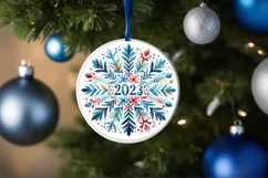 Snow Flake Christmas Round Cute Ornament Sublimation Product Image 4