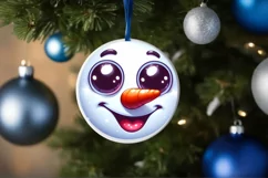 Christmas Round Ornament Sublimation Snowman Face Product Image 3