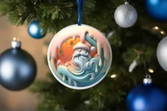 Pastel Christmas Round Ornament Sublimation Product Image 4