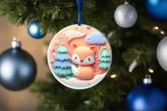 Pastel Christmas Round Ornament Sublimation Product Image 4