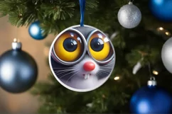 Christmas Round Ornament Sublimation Mouse Face Product Image 1