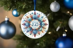 Snow Flake Christmas Round Cute Ornament Sublimation Product Image 4