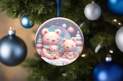 3D Pastel Christmas Round Ornament Sublimation Bears Product Image 3