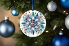 Snow Flake Christmas Round Cute Ornament Sublimation Product Image 4