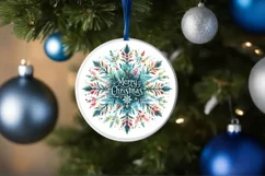 Snow Flake Christmas Round Cute Ornament Sublimation Product Image 4