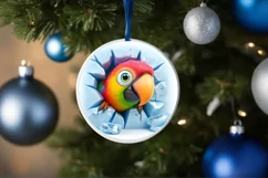 Christmas Round Parrot Ornament Sublimation Ornament Product Image 2