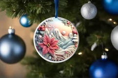 3D Pastel Christmas Round Ornament Sublimation Product Image 4