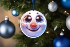 Christmas Round Ornament Sublimation Snowman Face Product Image 1